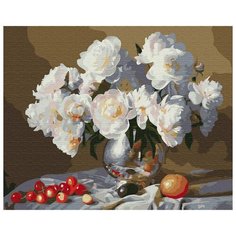 Картина по номерам "Натюрморт с белыми пионами", 30x40 см Molly