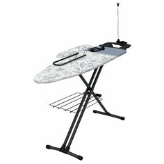 Гладильная доска InHome IN9M моноблок (1220х400 мм), подрукавник, удлинитель, полка для белья, принт "С серыми цветами"