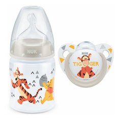 Набор NUK Disney Винни бутылочка (серый) + пустышка силикон 0+