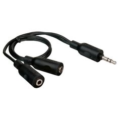 Разветвитель Philips mini jack 3.5 mm - mini jack 3.5 mm (SWA2151W/10), черный, 0.2 м