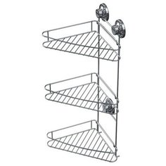 Полка угловая 3-ярусная решетка на вакуумной присоске. Хром. Potato, арт P7931-3