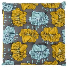 Подушка на стул из хлопка серого цвета с принтом Цветы из коллекции Prairie, 40х40 см Tkano