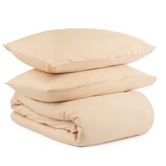 Комплект постельного белья полутораспальный из сатина бежево-розового цвета из коллекции Essential Tkano