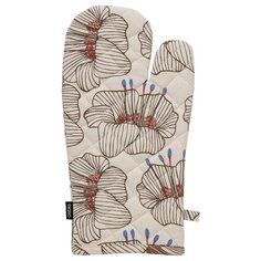 Прихватка-варежка из хлопка молочного цвета с принтом Цветы из коллекции Prairie, 33х17,5 см Tkano