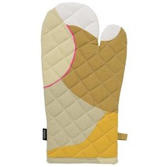 Прихватка-варежка из хлопка горчичного цвета с авторским принтом из коллекции Freak Fruit, 33х17,5 с Tkano