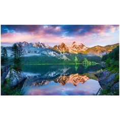 Набор для творчества Рыжий кот Холст с красками по номерам Прекрасные горы на закате 30х40 см