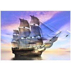 Набор для творчества Рыжий кот Холст с красками по номерам Морской парусник на рассвете (24 цвета) 4