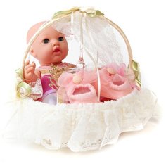 Пупс в корзинке, с аксессуарами, пьет и писает, цвет золотистый Карапуз