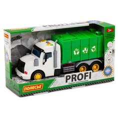 Машинка инерционная ПОЛЕСЬЕ PROFI Мусоровоз зеленый, со светом и звуком (в коробке)
