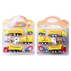 Набор игровой "Строительная техника", 6 машинок, инерционная, 22x4x27см Junfa Toys