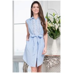 Клетчатое платье-рубашка Tracy с кружевом Mia-Mia XS 71432