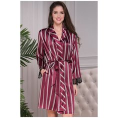 Короткий халат Normandia из искусственного шелка в полоску Mia-Mia XS 65571