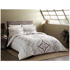 Постельное белье сатин DELUX Ginza фиолетовый-пудра евро, TAC