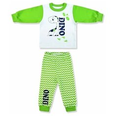 Пижама LEO размер 98, белый/зеленый Лео