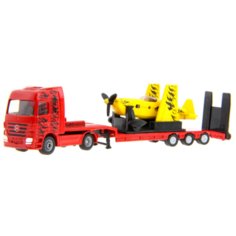 Набор техники Siku Тягач со спортивным самолетом (1866) 1:87, красный/желтый