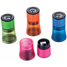 Точилка BRAUBERG "Office Style", с контейнером, пластиковая, корпус ассорти, 228450