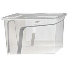 Коробка для хранения с крышкой 50 л прозрачная из эко-пластика Roombox, Полимербыт