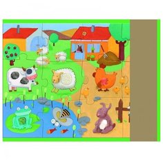 Тактильный пазл "Гигант" - Ферма, 20 элементов Djeco