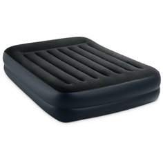 Надувная кровать Pillow Rest Raised Bed 64124 152х203х42см с подголовником, встроенный насос 220V (Black) Intex