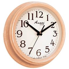 Часы настенные кварцевые Алмаз C04-C10 бежевый/белый