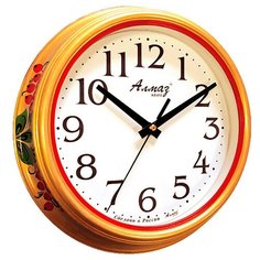 Часы настенные кварцевые Алмаз C04-C10 золотой/белый