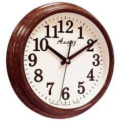 Часы настенные кварцевые Алмаз A87 коричневый/белый