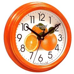 Часы настенные кварцевые Алмаз C49 оранжевый/белый