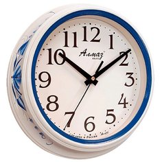 Часы настенные кварцевые Алмаз C04-C10 белый/синий