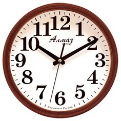 Часы настенные кварцевые Алмаз B33/B37 темно-коричневый/белый