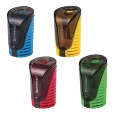 Точилка BRAUBERG "Cell" с контейнером, пластиковая, овальная, цвет корпуса ассорти, 226944