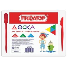 Доска для работы с пластилином Пифагор А5, 205х150 мм, белая, 2 стека (227395)
