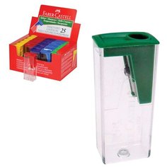 Точилка FABER-CASTELL, с контейнером, прямоугольная, пластиковая, детали ассорти, 581526