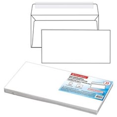 Конверты Е65 (110х220 мм), отрывная лента, 80 г/м2, КОМПЛЕКТ 25 шт., внутренняя запечатка, BRAUBERG, 122449