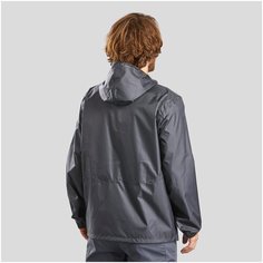 Дождевик для походов на природе мужской NH100 Raincut Full Zip, размер: 3XL, цвет: Черный/Угольный Серый QUECHUA Х Декатлон Decathlon