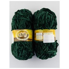Пряжа "DOLLY VELOUR" 100г, 93м, (2 мотка), Adelia, №13 зеленый