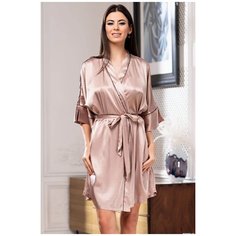 Mia&Mia Короткий халатик Gabriella с поясом кофейный L-XL