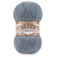 Пряжа для вязания ALIZE Angora Gold 100гр. 550м (80%акр, 20%шерсть) ТУ (87 серый) 5 мотков