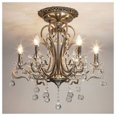 Eurosvet Ernin Классическая подвесная люстра античная бронза хрусталь Strotskis 6 рожков