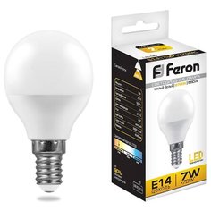 Лампа светодиодная Feron LB-95 Шарик E14 7W 2700K (упаковка 10 шт)