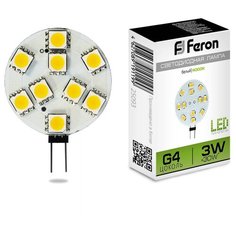 Лампа светодиодная Feron LB-16 G4 3W 4000K (упаковка 10 шт)