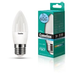 Лампа светодиодная LED7-C35/845/E27 7Вт свеча 4500К бел. E27 560лм 220В Camelion 12078 (упаковка 10 шт)