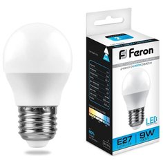 Лампа светодиодная Feron LB-550 Шарик E27 9W 6400K (упаковка 10 шт)