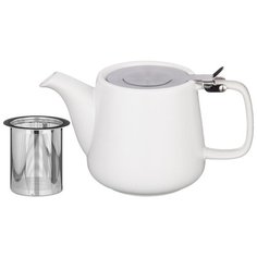 Заварочный чайник 500мл с ситом и металлической крышкой белый Bronco