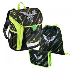 Step By Step Ранец BaggyMax Niffty Dragon 3 предмета (139030), черный/салатовый