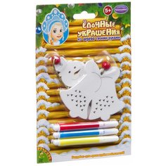 BONDIBON Набор заготовок для творчества Ёлочные украшения из дерева Снеговичок, колокольчик (ВВ3731)