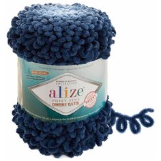 Пряжа Alize Puffy Fine Ombre Batik, 500 г, 73 м, 7266 темно-синий