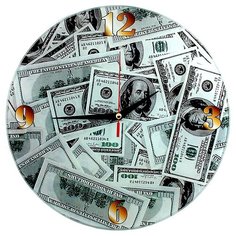 Часы "Доллары", диаметр 28 см, стеклянные Эврика