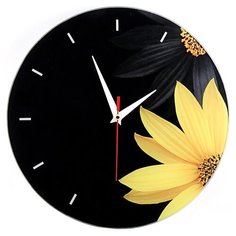 Часы "Ромашка", диаметр 28 см, стеклянные Эврика