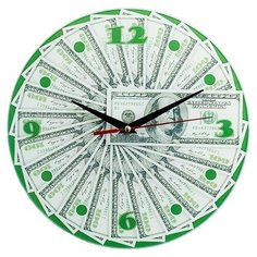 Часы настенные "100$", стеклянные Эврика