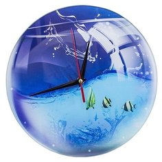 Часы настенные "Аквариум", стеклянные Эврика